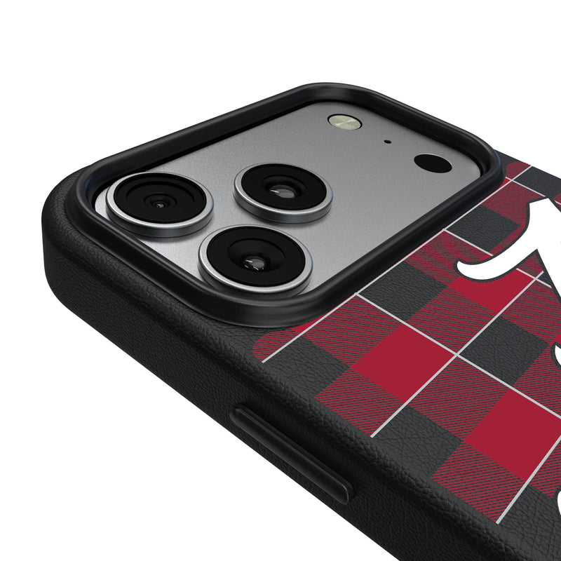 University of Alabama Crimson Tide Script A Plaid iPhone MagSafe Compatible Phone Case for Apple iPhone Detail.Jpg
