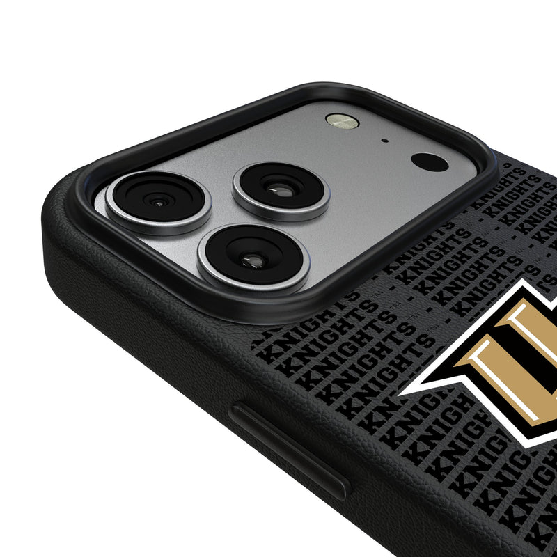 University of Central Florida Golden Knights Text Backdrop iPhone MagSafe Compatible Phone Case for Apple iPhone Detail.Jpg
