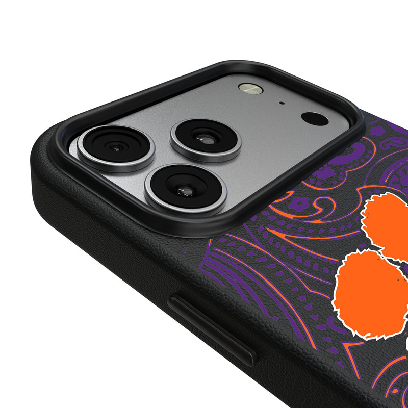 Clemson University Tigers Paisley iPhone MagSafe Compatible Phone Case for Apple iPhone Detail.Jpg