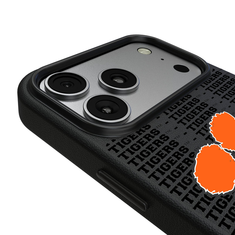 Clemson University Tigers Text Backdrop iPhone MagSafe Compatible Phone Case for Apple iPhone Detail.Jpg
