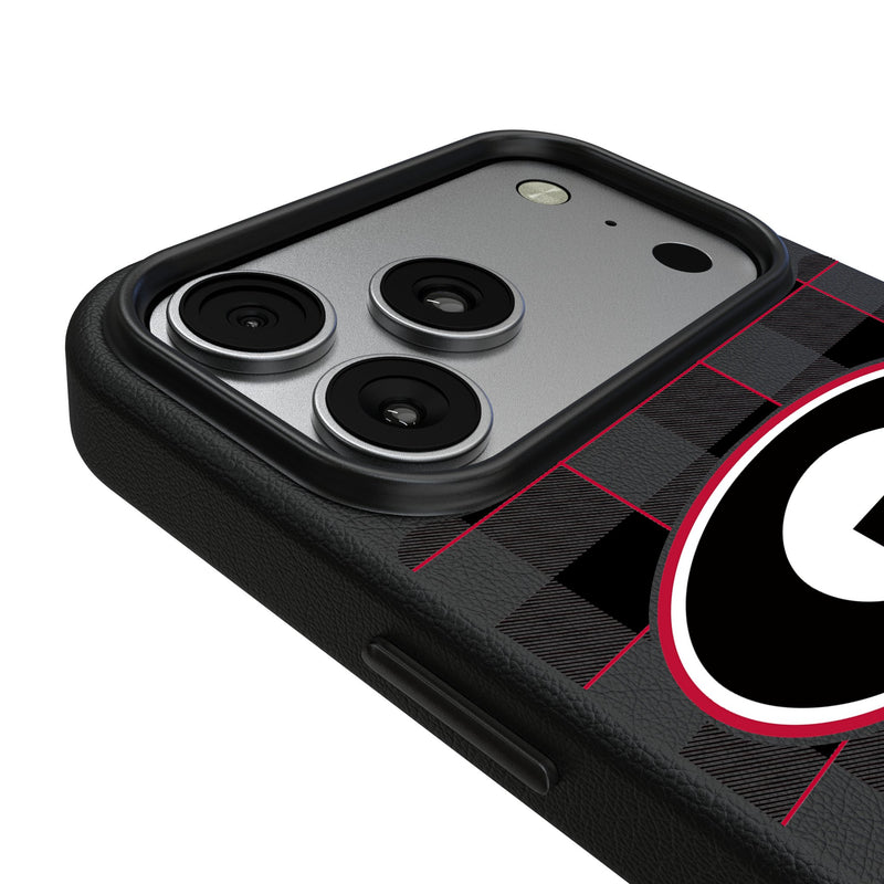 University of Georgia Bulldogs Plaid iPhone MagSafe Compatible Phone Case for Apple iPhone Detail.Jpg