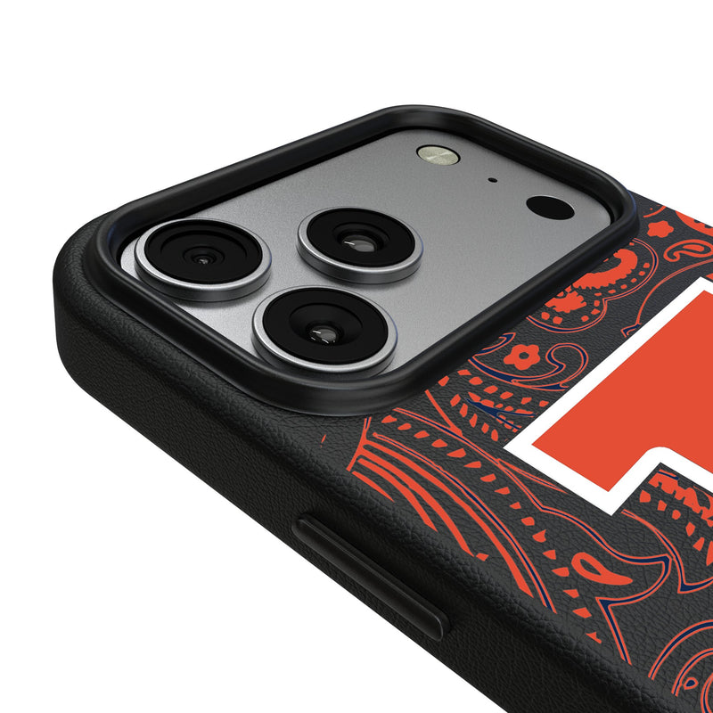 University of Illinois Fighting Illini Paisley iPhone MagSafe Compatible Phone Case for Apple iPhone Detail.Jpg