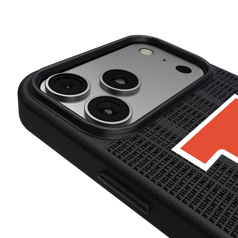University of Illinois Fighting Illini Text Backdrop iPhone MagSafe Compatible Phone Case for Apple iPhone Detail.Jpg