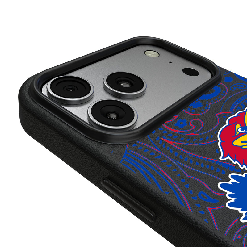University of Kansas Jayhawks Paisley iPhone MagSafe Compatible Phone Case for Apple iPhone Detail.Jpg