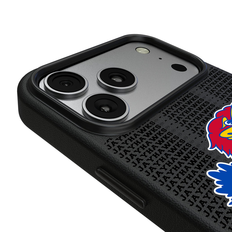University of Kansas Jayhawks Text Backdrop iPhone MagSafe Compatible Phone Case for Apple iPhone Detail.Jpg
