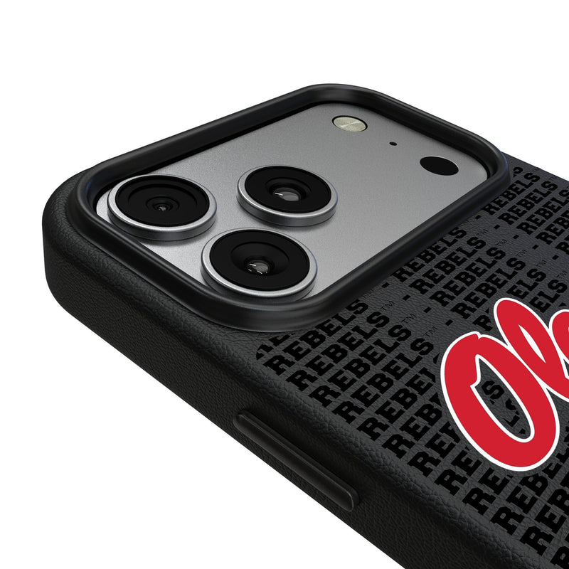 University of Mississippi Rebels Text Backdrop iPhone MagSafe Compatible Phone Case for Apple iPhone Detail.Jpg