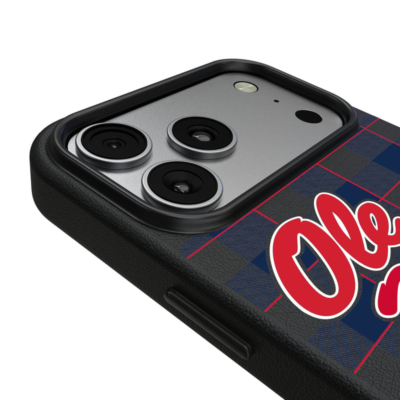 University of Mississippi Rebels Plaid iPhone MagSafe Compatible Phone Case for Apple iPhone Detail.Jpg