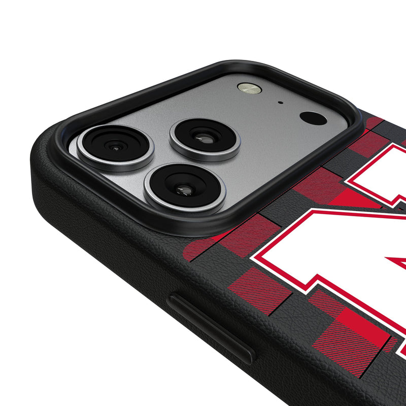University of Nebraska Huskers Block N Plaid iPhone MagSafe Compatible Phone Case for Apple iPhone Detail.Jpg
