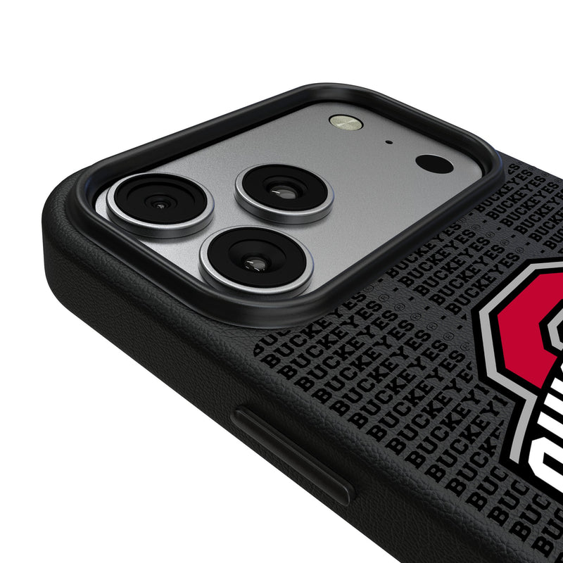 Ohio State University Buckeyes Text Backdrop iPhone MagSafe Compatible Phone Case for Apple iPhone Detail.Jpg