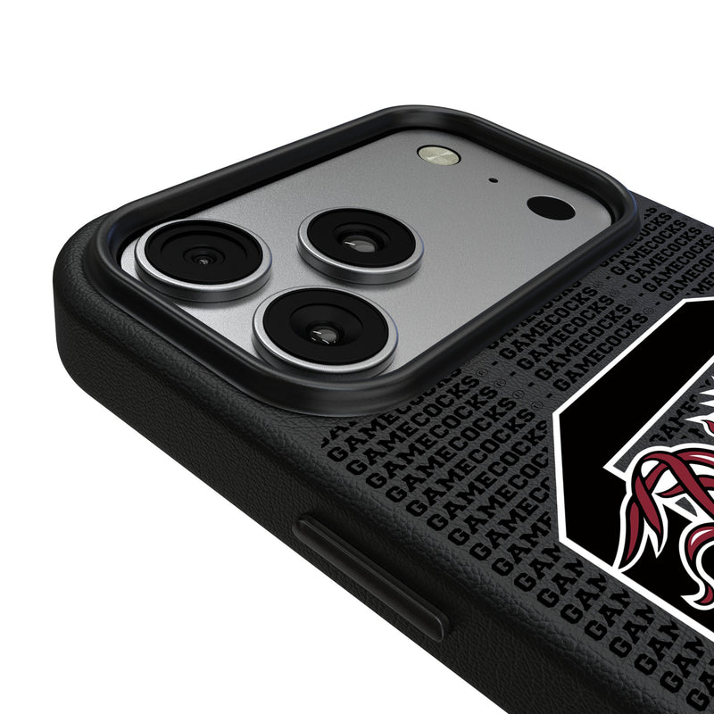University of South Carolina Gamecocks Text Backdrop iPhone MagSafe Compatible Phone Case for Apple iPhone Detail.Jpg