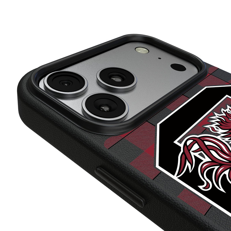 University of South Carolina Gamecocks Plaid iPhone MagSafe Compatible Phone Case for Apple iPhone Detail.Jpg