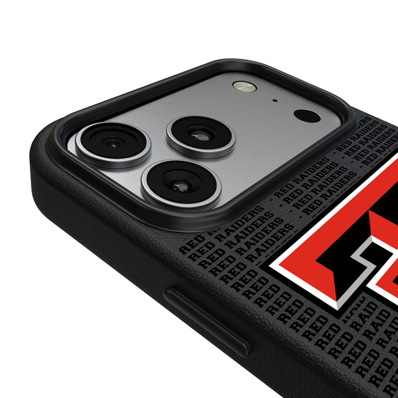 Texas Tech Red Raiders Text Backdrop iPhone MagSafe Compatible Phone Case for Apple iPhone Detail.Jpg