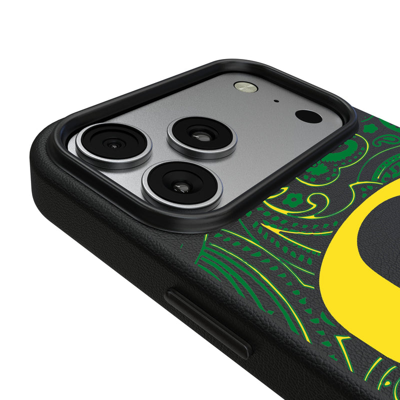 University of Oregon Ducks Paisley iPhone MagSafe Compatible Phone Case for Apple iPhone Detail.Jpg