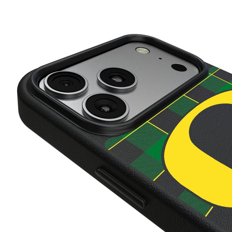 University of Oregon Ducks Plaid iPhone MagSafe Compatible Phone Case for Apple iPhone Detail.Jpg