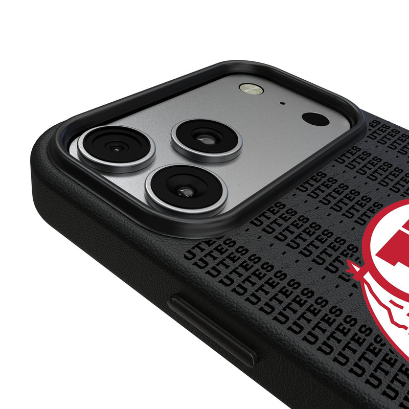 University of Utah Utes Text Backdrop iPhone MagSafe Compatible Phone Case for Apple iPhone Detail.Jpg