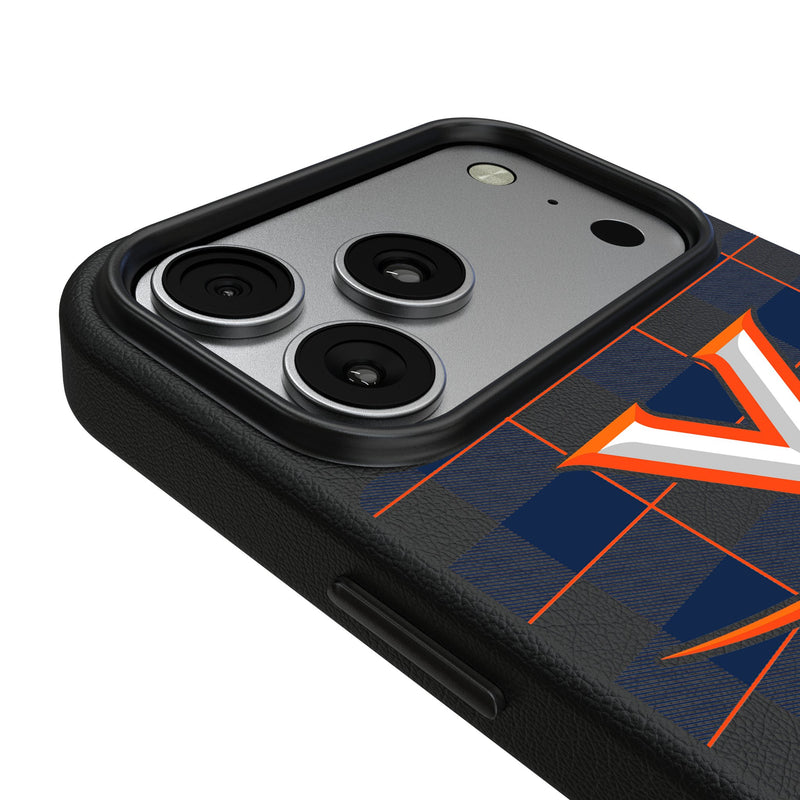 University of Virginia Cavaliers Plaid iPhone MagSafe Compatible Phone Case for Apple iPhone Detail.Jpg