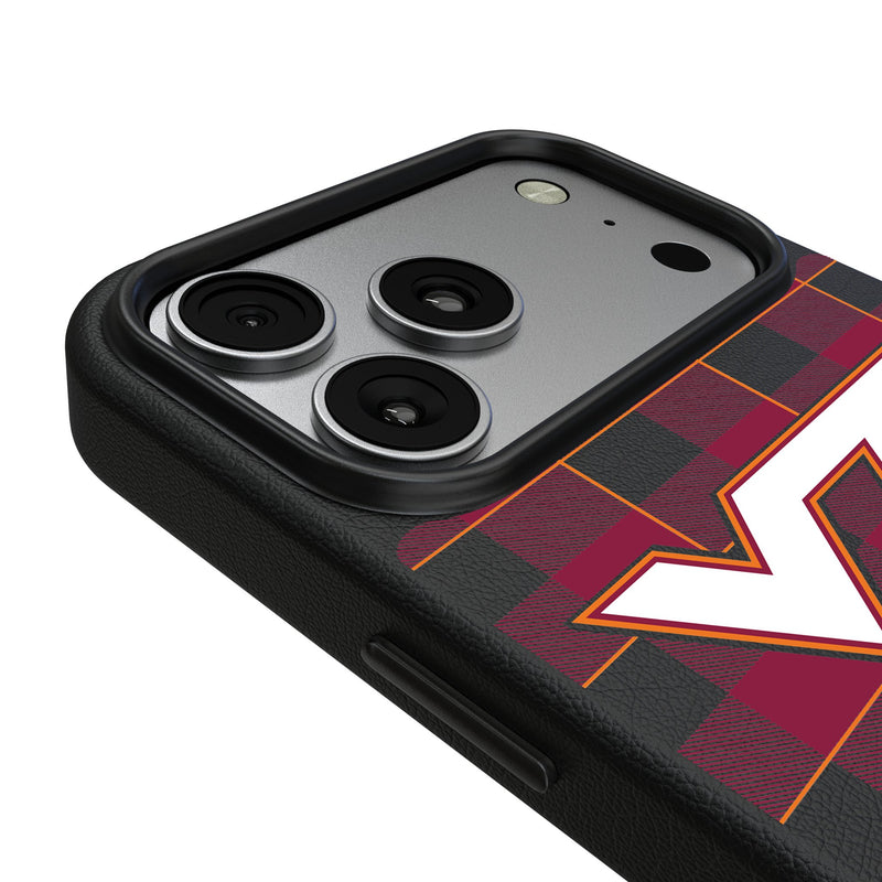 Virginia Tech Hokies Plaid iPhone MagSafe Compatible Phone Case for Apple iPhone Detail.Jpg