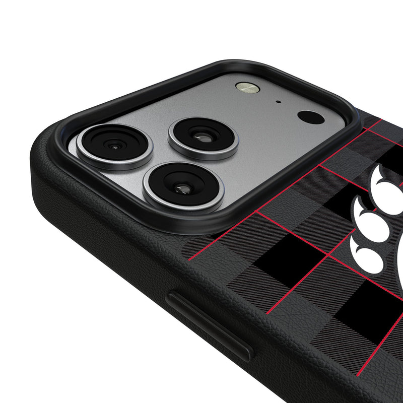 University of Cincinnati Bearcats Plaid iPhone MagSafe Compatible Phone Case for Apple iPhone Detail.Jpg