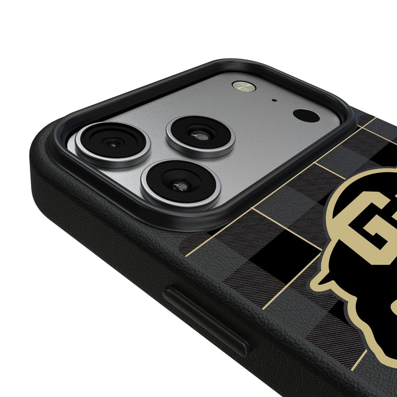 University of Colorado Buffaloes Plaid iPhone MagSafe Compatible Phone Case for Apple iPhone Detail.Jpg