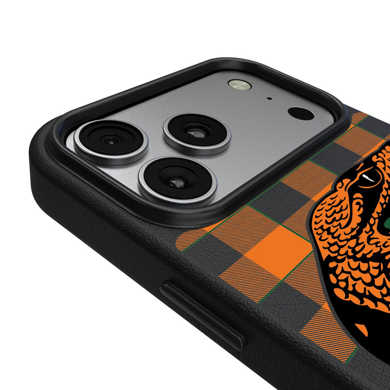 Florida A&M University Rattlers Plaid iPhone MagSafe Compatible Phone Case for Apple iPhone Detail.Jpg