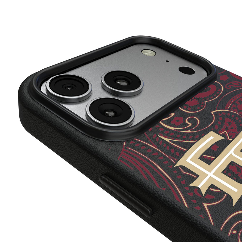 Florida State University Seminoles Athletic Wordmark Paisley iPhone MagSafe Compatible Phone Case for Apple iPhone Detail.Jpg