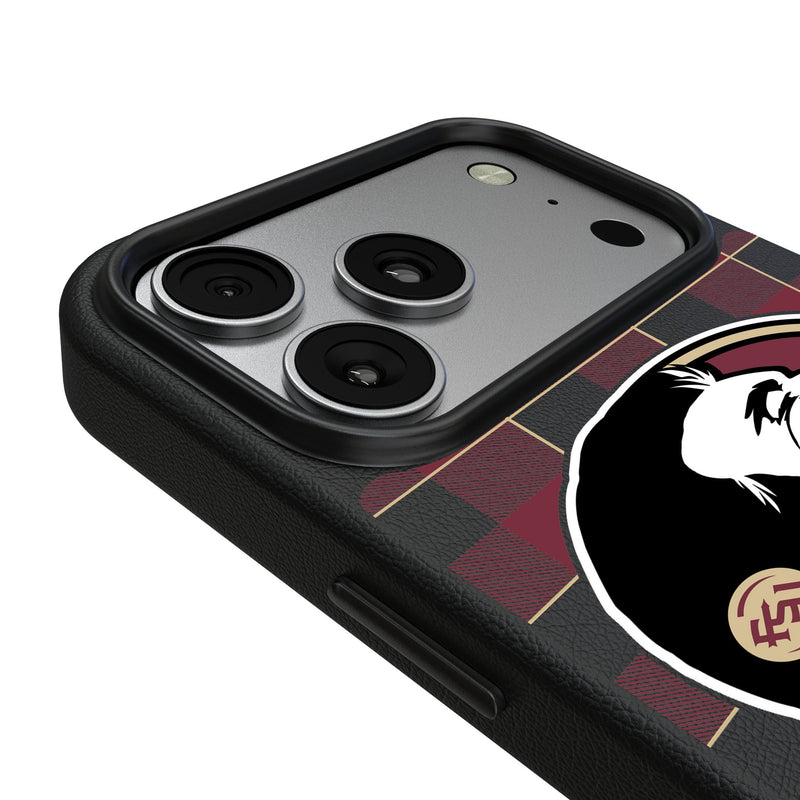 Florida State University Seminoles Plaid iPhone MagSafe Compatible Phone Case for Apple iPhone Detail.Jpg