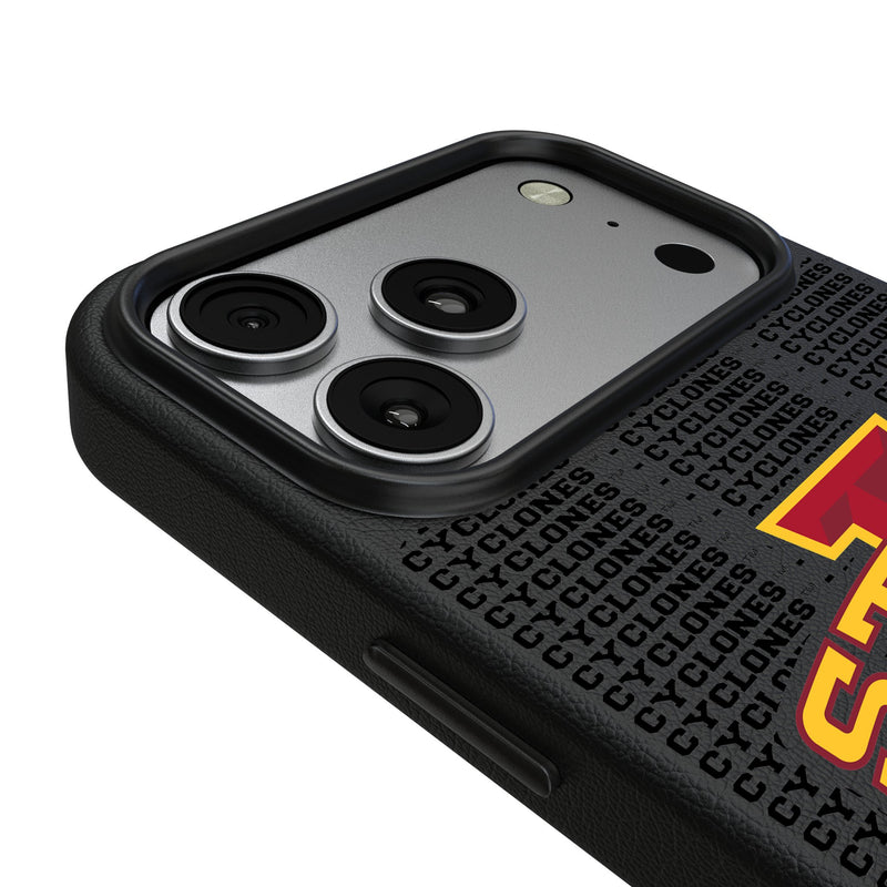 Iowa State University Cyclones Text Backdrop iPhone MagSafe Compatible Phone Case for Apple iPhone Detail.Jpg