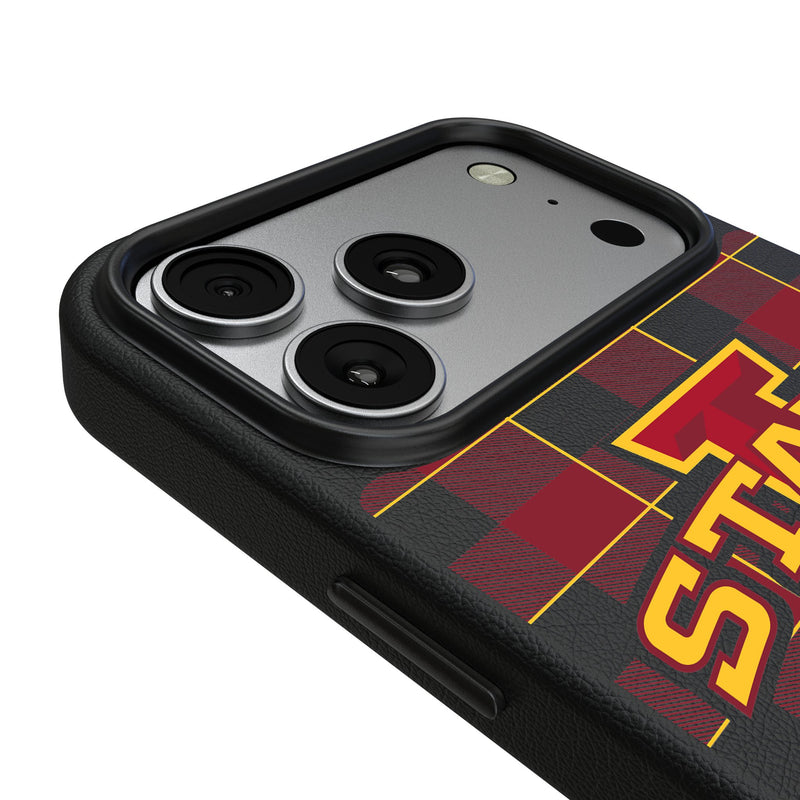 Iowa State University Cyclones Plaid iPhone MagSafe Compatible Phone Case for Apple iPhone Detail.Jpg