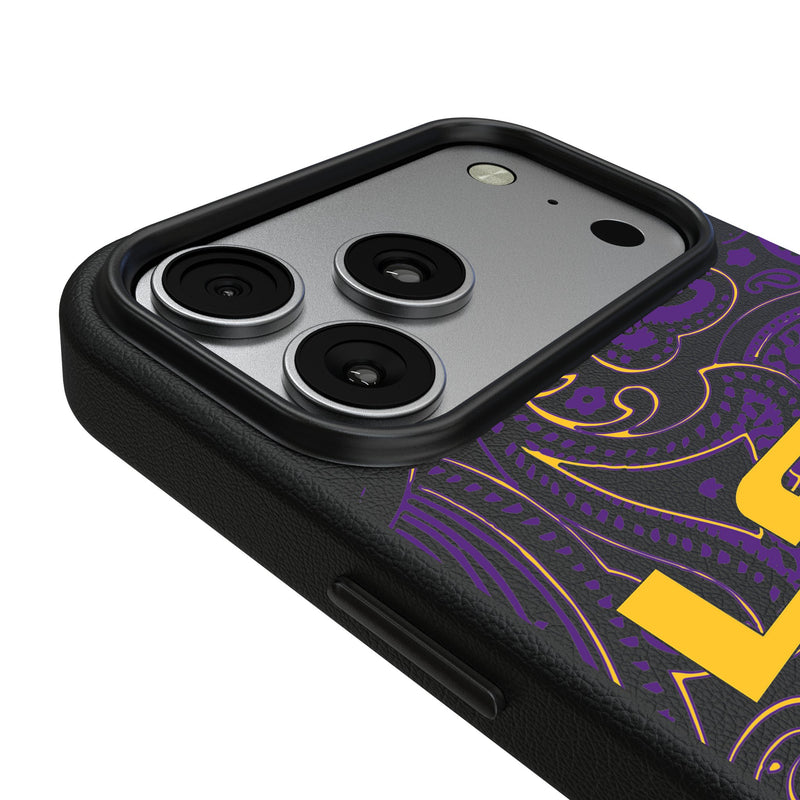 Louisiana State University Tigers Paisley iPhone MagSafe Compatible Phone Case for Apple iPhone Detail.Jpg