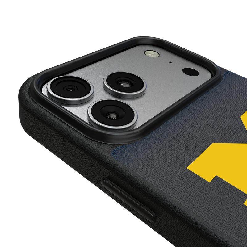 University of Michigan Wolverines Linen iPhone MagSafe Compatible Phone Case for Apple iPhone Detail.Jpg