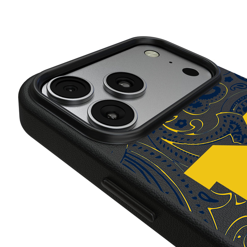 University of Michigan Wolverines Paisley iPhone MagSafe Compatible Phone Case for Apple iPhone Detail.Jpg