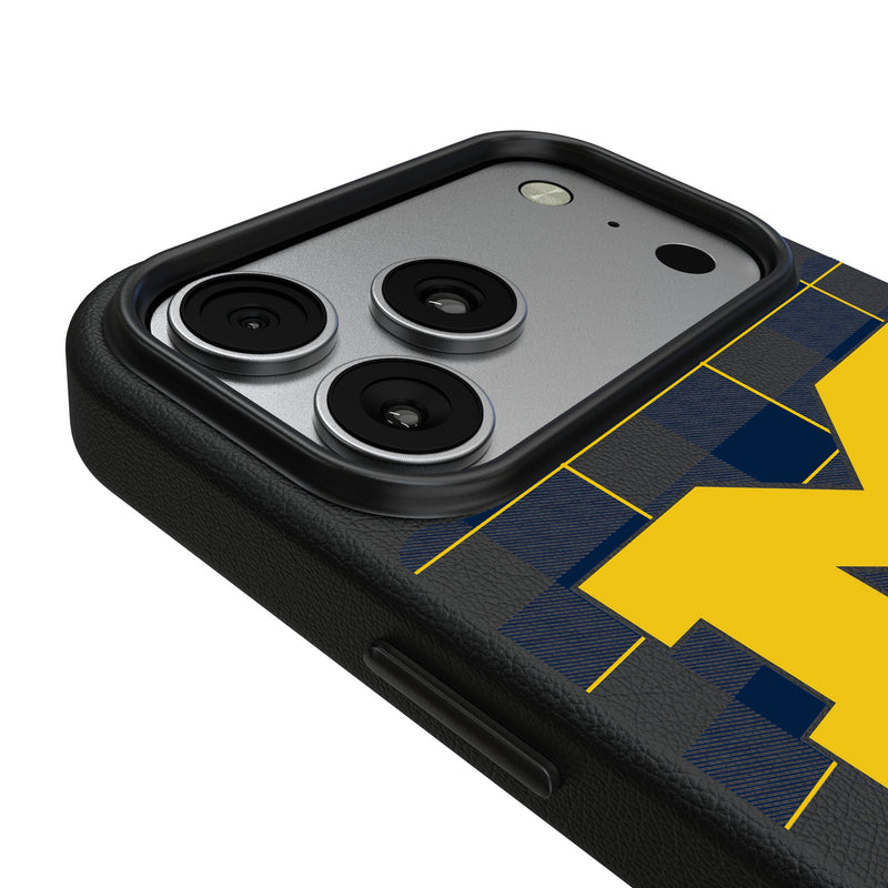 University of Michigan Wolverines Plaid iPhone MagSafe Compatible Phone Case for Apple iPhone Detail.Jpg