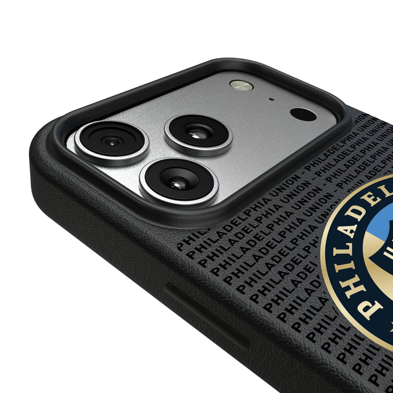 Philadelphia Union Text Backdrop iPhone MagSafe Compatible Phone Case for Apple iPhone Detail.Jpg