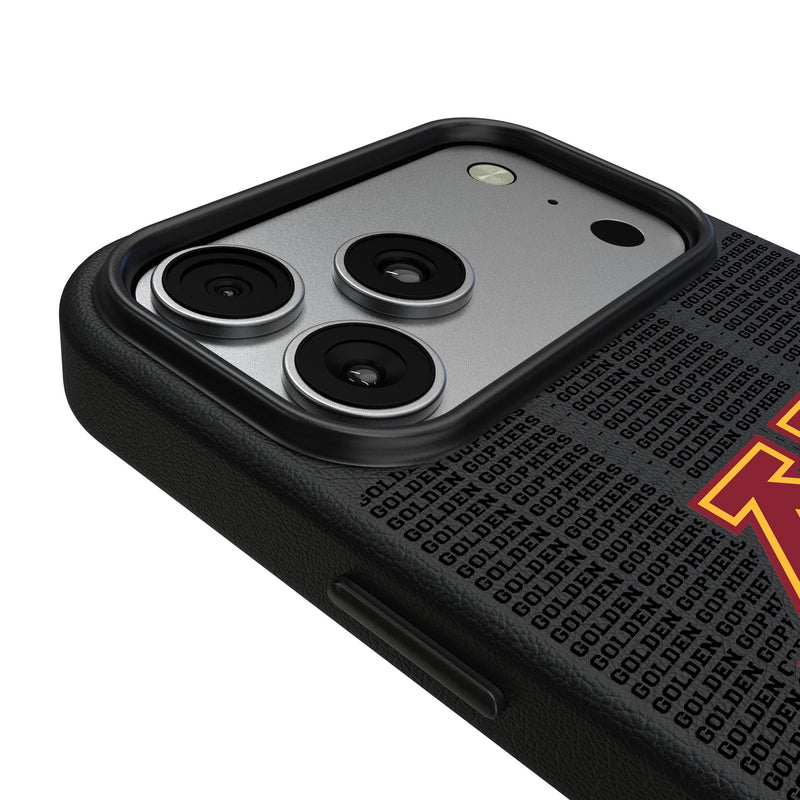 University of Minnesota Golden Gophers Text Backdrop iPhone MagSafe Compatible Phone Case for Apple iPhone Detail.Jpg