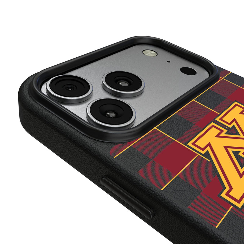University of Minnesota Golden Gophers Plaid iPhone MagSafe Compatible Phone Case for Apple iPhone Detail.Jpg