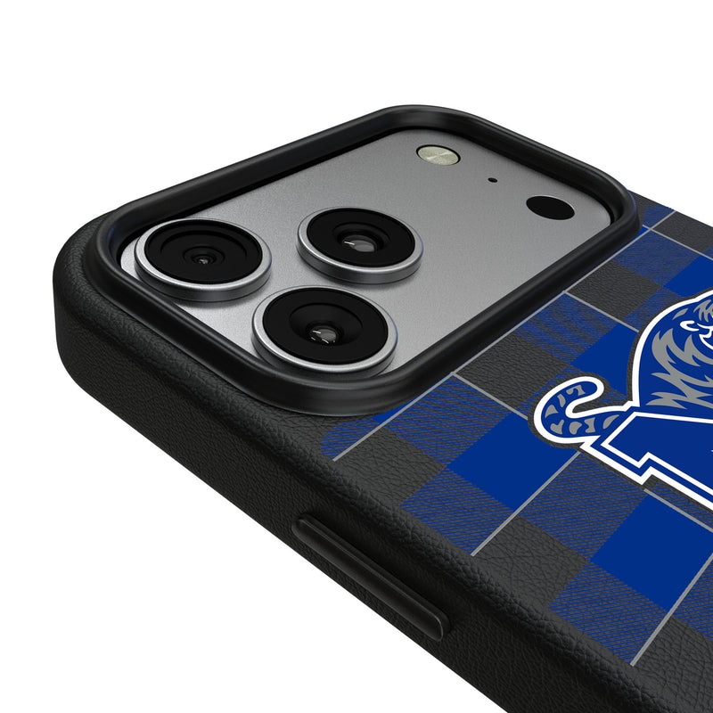 University of Memphis Tigers Plaid iPhone MagSafe Compatible Phone Case for Apple iPhone Detail.Jpg