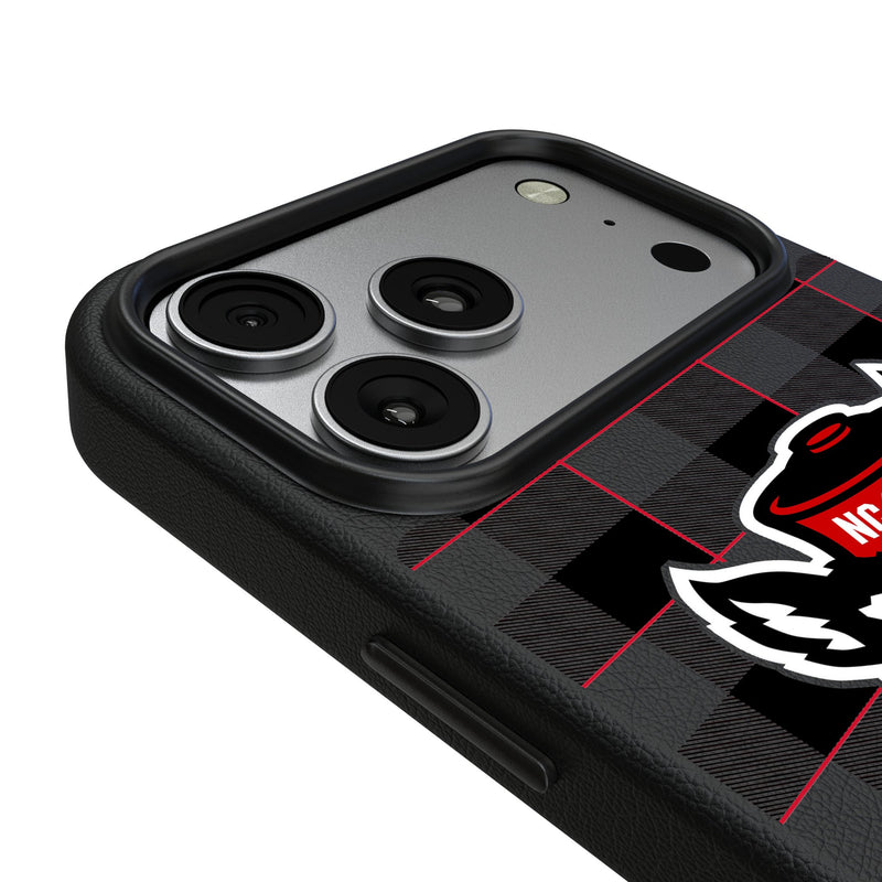 North Carolina State University Wolfpack Plaid iPhone MagSafe Compatible Phone Case for Apple iPhone Detail.Jpg