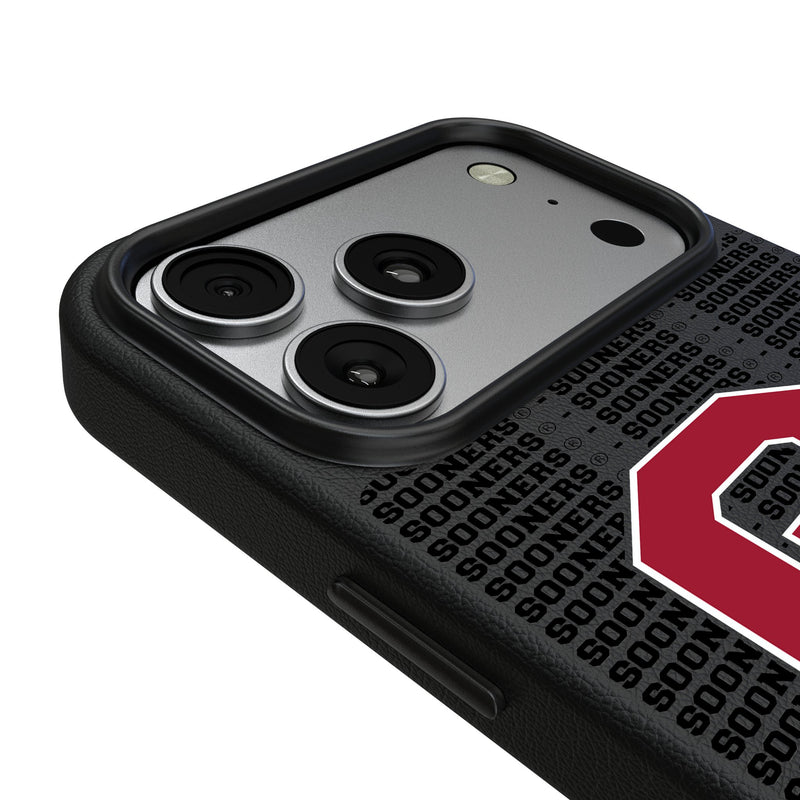 University of Oklahoma Sooners Text Backdrop iPhone MagSafe Compatible Phone Case for Apple iPhone Detail.Jpg