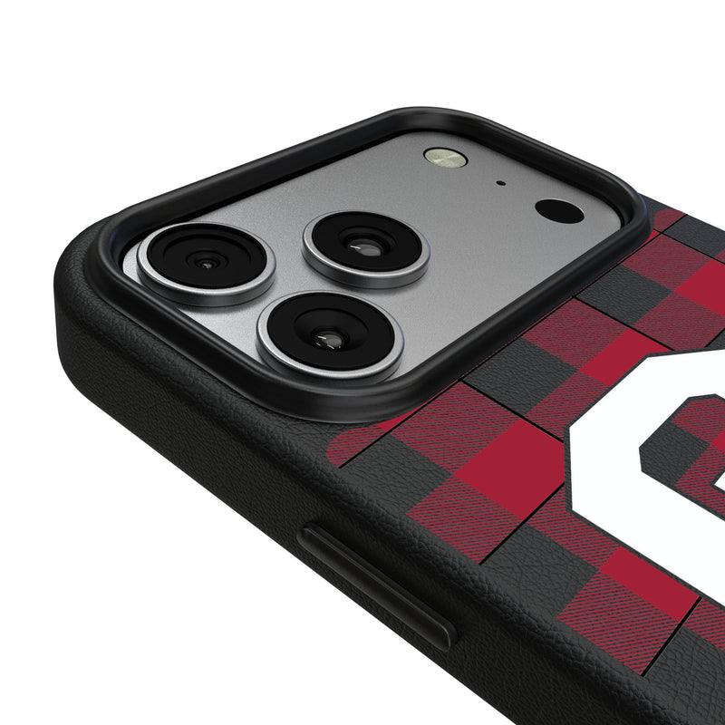 University of Oklahoma Sooners Plaid iPhone MagSafe Compatible Phone Case for Apple iPhone Detail.Jpg
