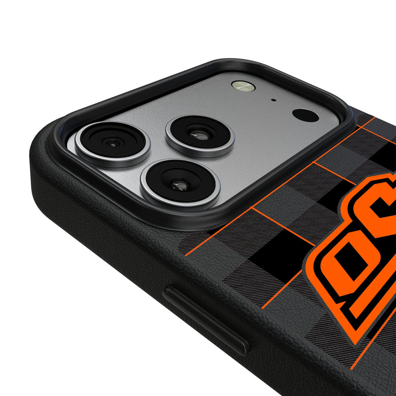 Oklahoma State University Cowboys Plaid iPhone MagSafe Compatible Phone Case for Apple iPhone Detail.Jpg