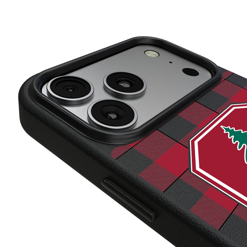 Stanford University Cardinal Plaid iPhone MagSafe Compatible Phone Case for Apple iPhone Detail.Jpg
