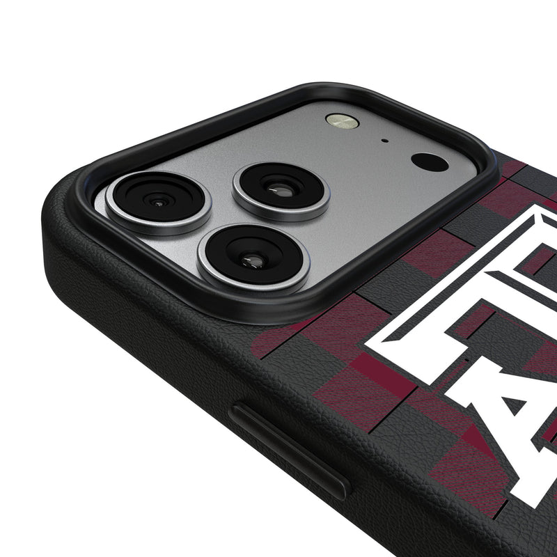 Texas A&M University Aggies Plaid iPhone MagSafe Compatible Phone Case for Apple iPhone Detail.Jpg