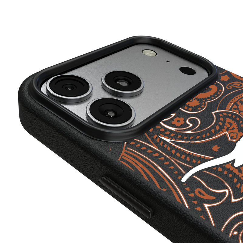 University of Texas Longhorns Paisley iPhone MagSafe Compatible Phone Case for Apple iPhone Detail.Jpg