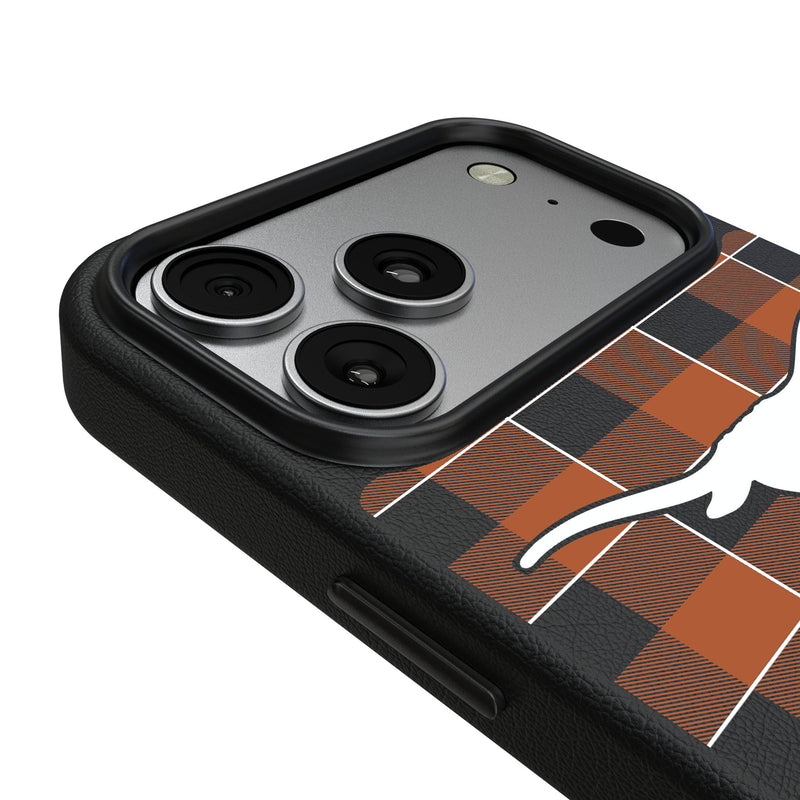 University of Texas Longhorns Plaid iPhone MagSafe Compatible Phone Case for Apple iPhone Detail.Jpg