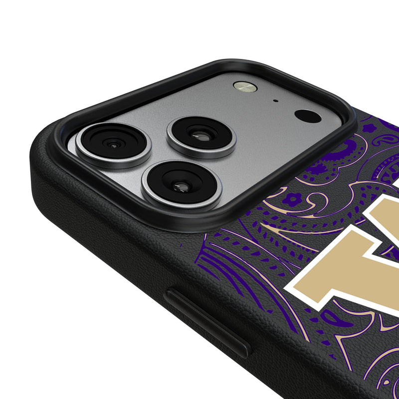 University of Washington Huskies Paisley iPhone MagSafe Compatible Phone Case for Apple iPhone Detail.Jpg