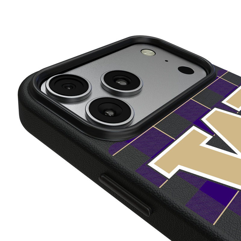 University of Washington Huskies Plaid iPhone MagSafe Compatible Phone Case for Apple iPhone Detail.Jpg