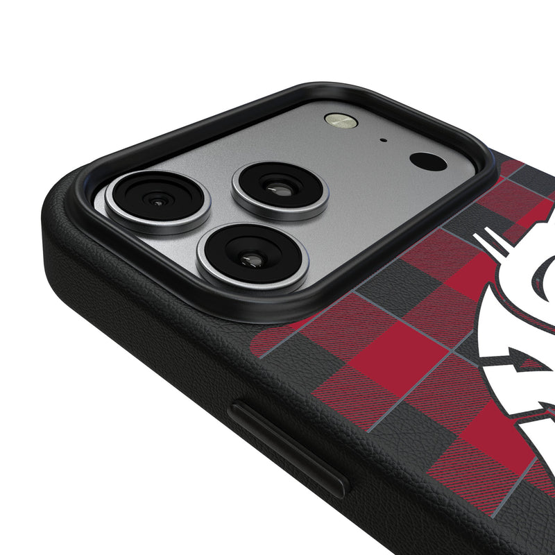 Washington State University Cougars Plaid iPhone MagSafe Compatible Phone Case for Apple iPhone Detail.Jpg