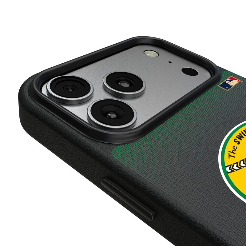 Oakland As 1971-1981 - Cooperstown Collection Linen iPhone MagSafe Compatible Phone Case for Apple iPhone Detail.Jpg