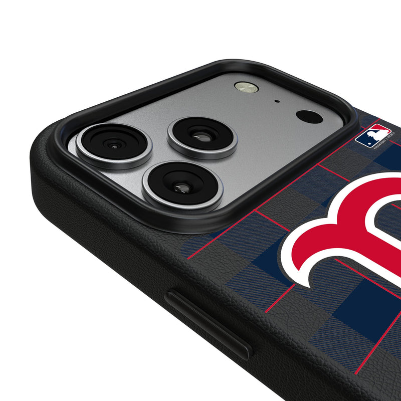 Boston Red Sox Plaid iPhone MagSafe Compatible Phone Case for Apple iPhone Detail.Jpg