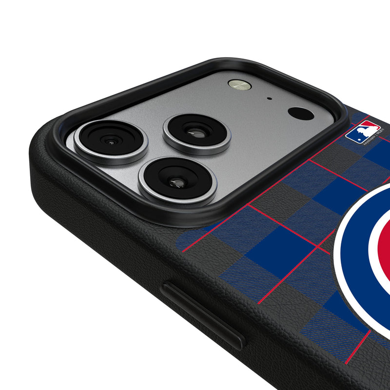 Chicago Cubs Plaid iPhone MagSafe Compatible Phone Case for Apple iPhone Detail.Jpg